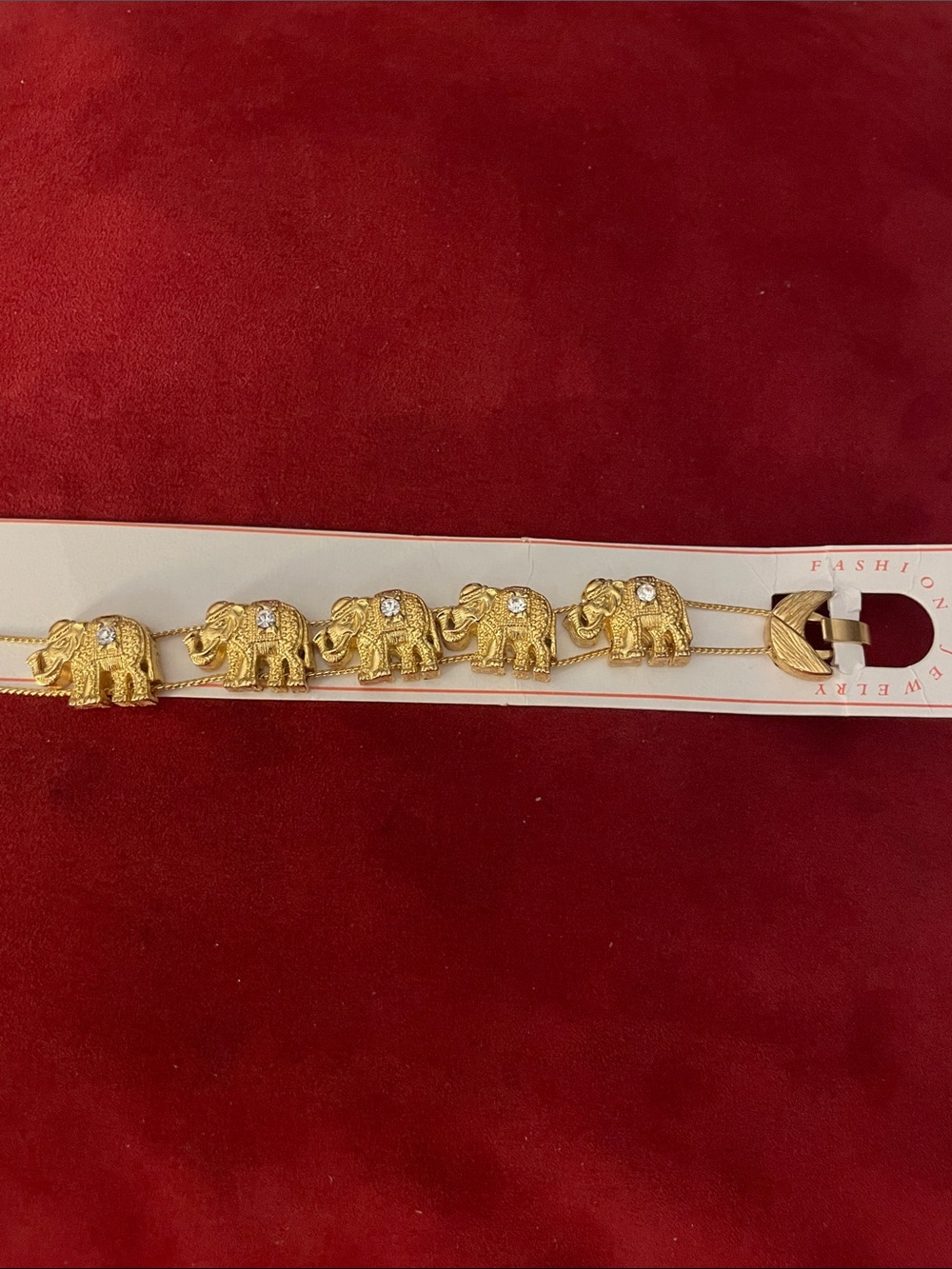 Fashion Jewelry Gold Elephant with Crystal Clasp Bracelet New